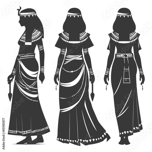 Silhouette independent egyptian women wearing tob sebleh black color only