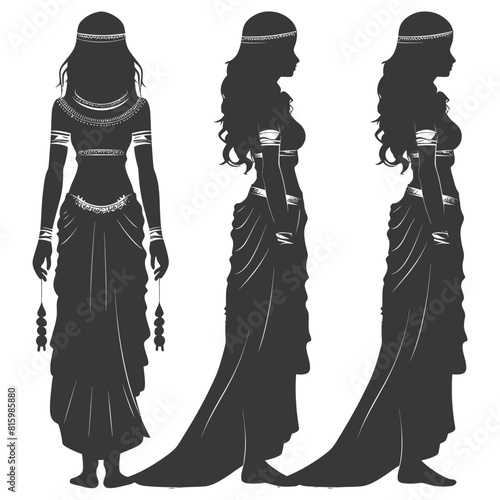 Silhouette independent egyptian women wearing tob sebleh black color only