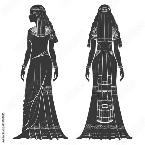 Silhouette independent egyptian women wearing tob sebleh black color only