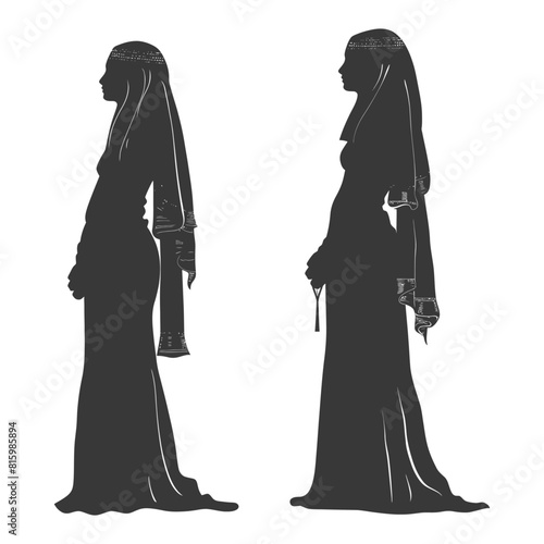 Silhouette independent egyptian women wearing tob sebleh black color only