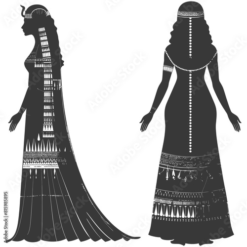 Silhouette independent egyptian women wearing tob sebleh black color only