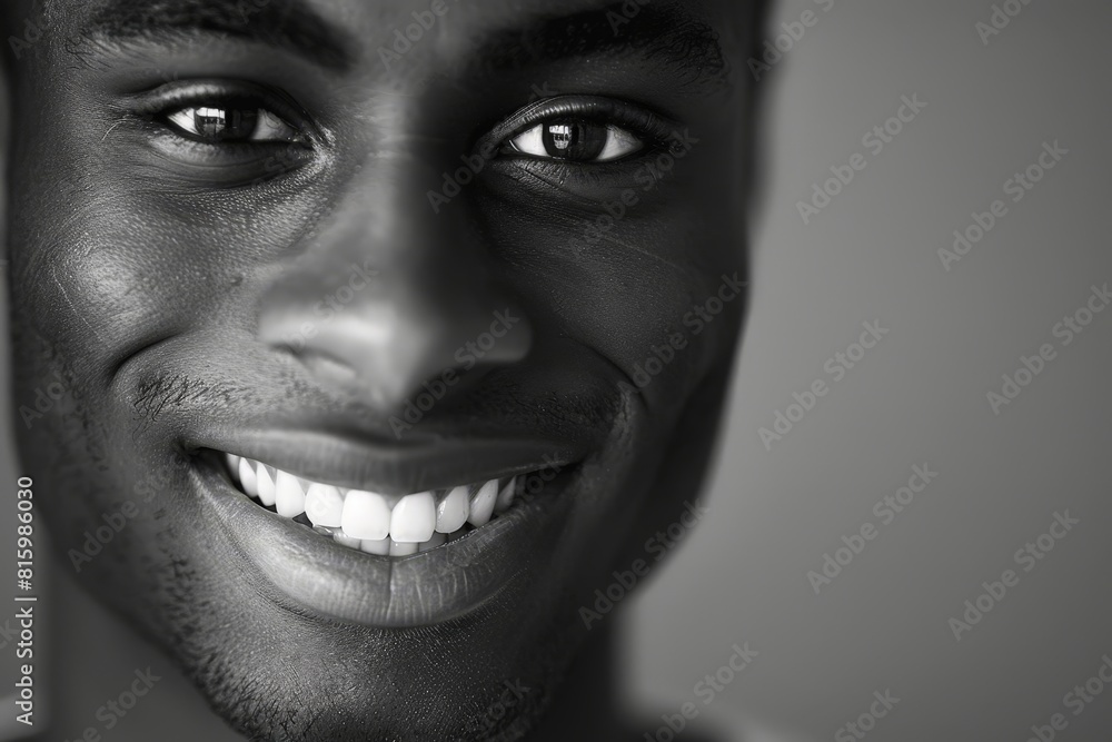 Close up portrait in black and white of a black young man Close up portrait in black and white of a black young man