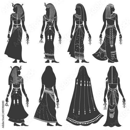 Silhouette independent egyptian women wearing tob sebleh black color only