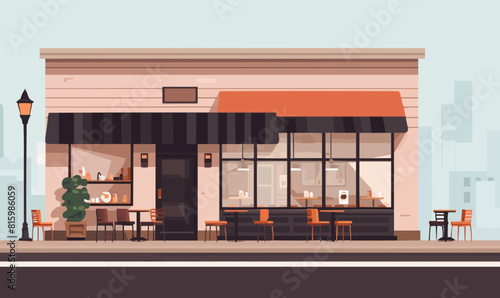 coffee shop exterior vector flat minimalistic isolated illustration