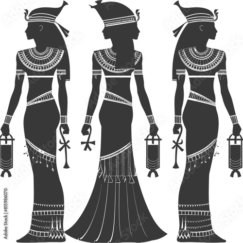Silhouette independent egyptian women wearing tob sebleh black color only