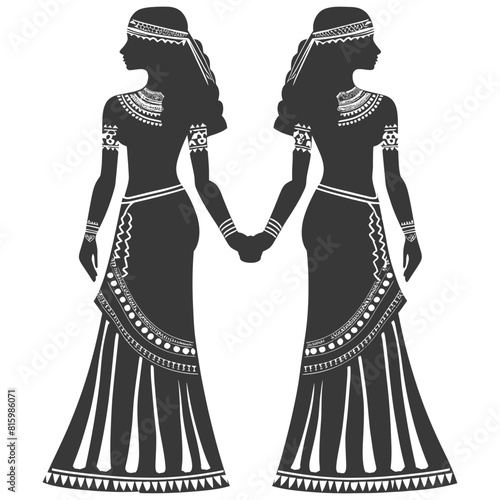 Silhouette independent egyptian women wearing tob sebleh black color only