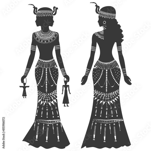 Silhouette independent egyptian women wearing tob sebleh black color only