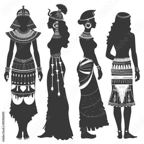 Silhouette independent egyptian women wearing tob sebleh black color only