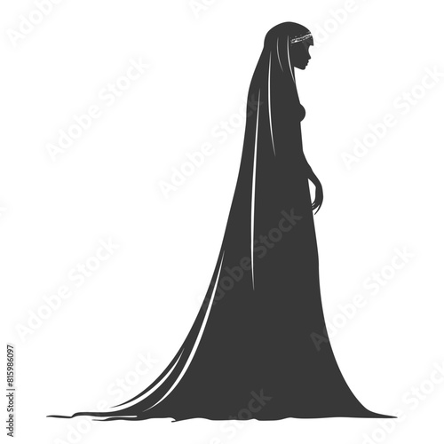 Silhouette independent egyptian women wearing tob sebleh black color only
