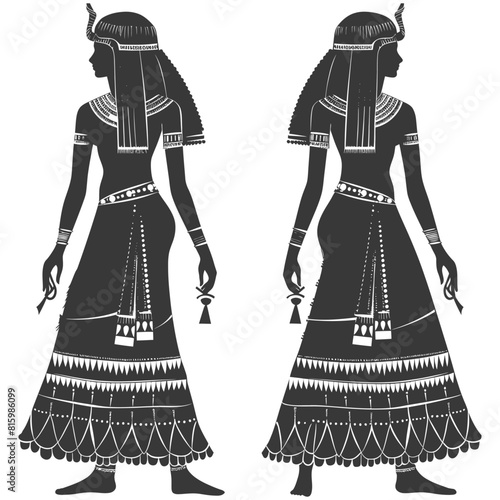Silhouette independent egyptian women wearing tob sebleh black color only