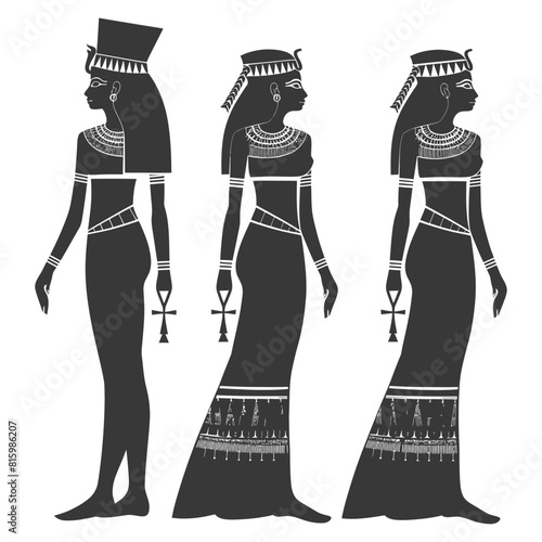Silhouette independent egyptian women wearing tob sebleh black color only
