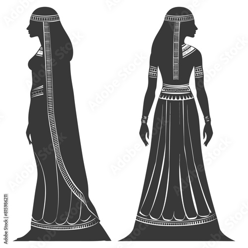 Silhouette independent egyptian women wearing tob sebleh black color only