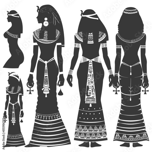Silhouette independent egyptian women wearing tob sebleh black color only
