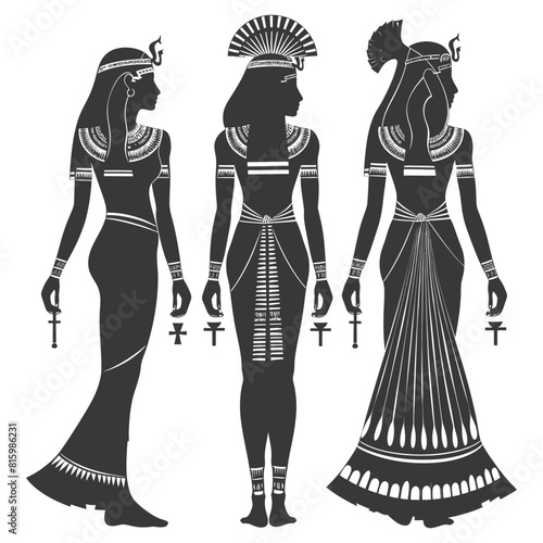 Silhouette independent egyptian women wearing tob sebleh black color only