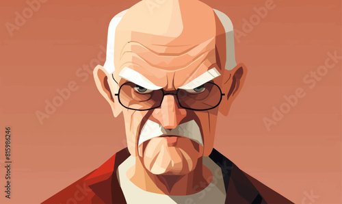 angry old man vector flat minimalistic isolated illustration