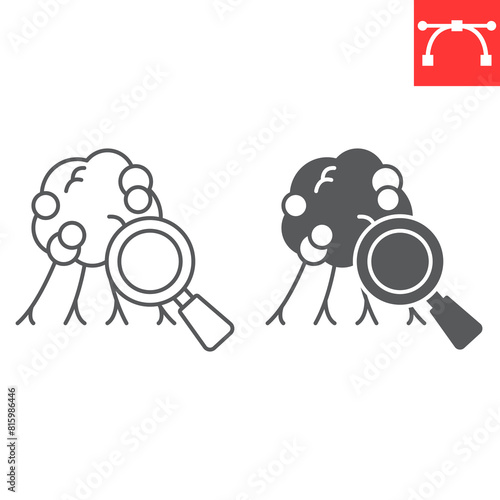 Early diagnosis line and glyph icon, aids and disease, early detection vector icon, vector graphics, editable stroke outline sign, eps 10.