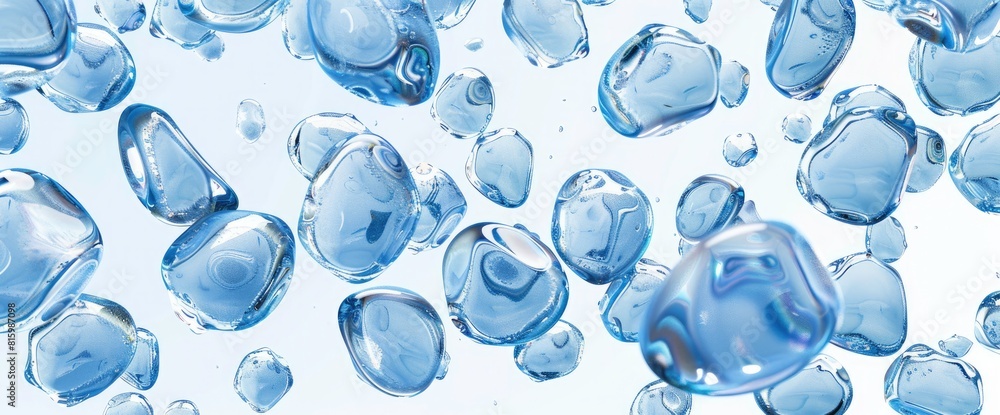 3D Cosmetic Water Droplet Background With Blue Transparent Cell Jelly, Beautiful, 3D Rendering 3D Cosmetic Water Droplet Background With Blue Transparent Cell Jelly, Beautiful, 3D Rendering