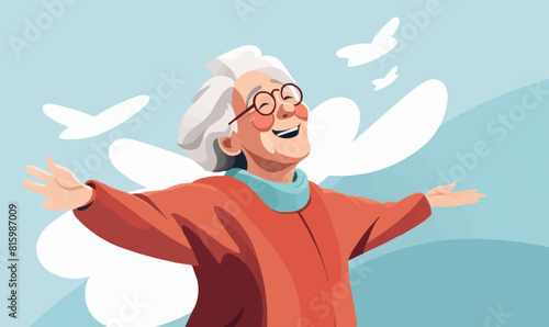 happy old woman vector flat minimalistic isolated illustration