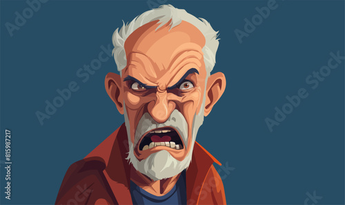 Angry old man isolated vector style on isolated background illustration
