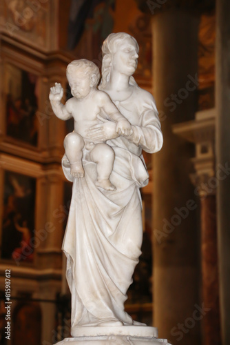 Marble Madonna figure in the Cathedral of Santa Maria Assunta in Pisa, Tuscany, Italy
