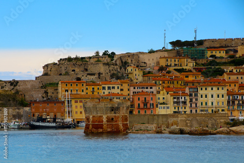 View of the coastal town of Portoferraio on the island of Elba, Livorno, Italy