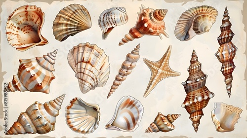 Vintage Seashell and Marine Life Clipart for Journal Design