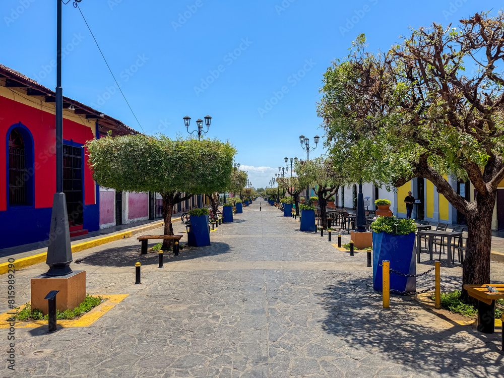 Beautiful view of the colonial city of Granada Nicaragua, Its majestic yellow cathedral, Guadalupe Church, the convent museum anda the calzada streets Beautiful view of the colonial city of Granada Nicaragua, Its majestic yellow cathedral, Guadalupe Church, the convent museum anda the calzada streets