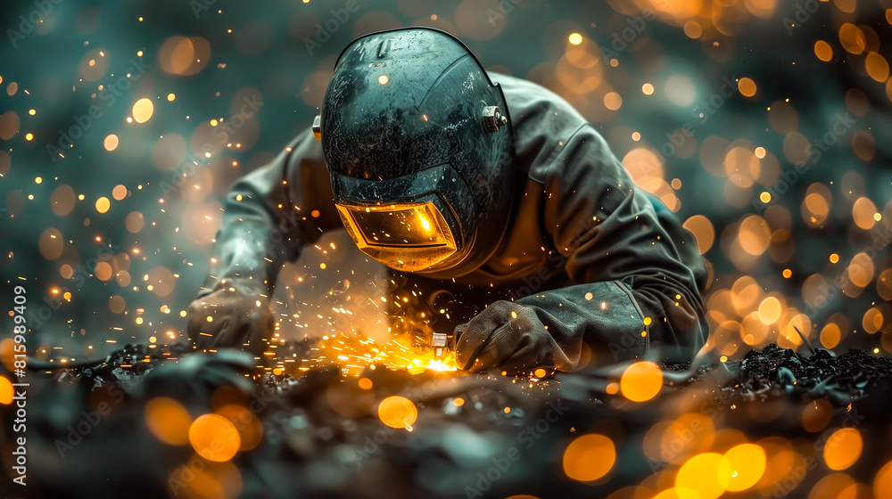 A skilled welder is creating a fusion of metal, shaping it with precision and expertise. The essence of craftsmanship in the industrial world. Generative AI. A skilled welder is creating a fusion of metal, shaping it with precision and expertise. The essence of craftsmanship in the industrial world. Generative AI.