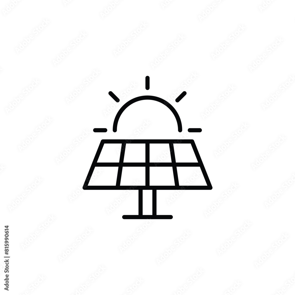 Solar panel icon. Simple outline style. Photovoltaic, sun, installation, roof, generator, heat, sunlight, renewable energy concept. Thin line symbol. Vector illustration isolated. Solar panel icon. Simple outline style. Photovoltaic, sun, installation, roof, generator, heat, sunlight, renewable energy concept. Thin line symbol. Vector illustration isolated.