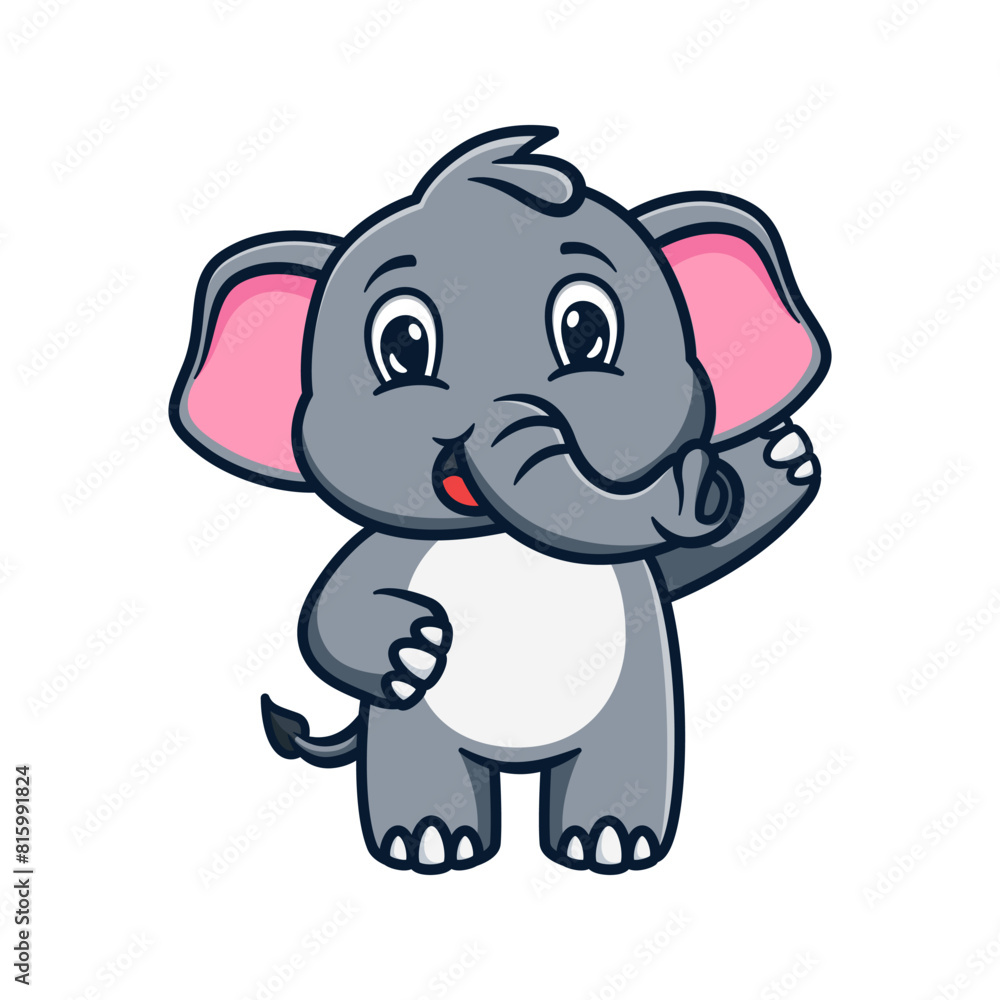 Fototapeta premium cute and kawaii elephant cartoon illustration design greets