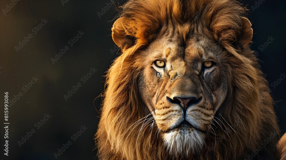 Fototapeta premium Majestic Portrait of a Noble Lion in Stunning Detail