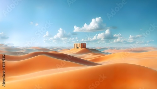 Desert landscape with sand dunes and a cloudy sky