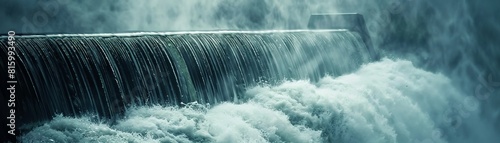 Water flowing over a concrete weir photo