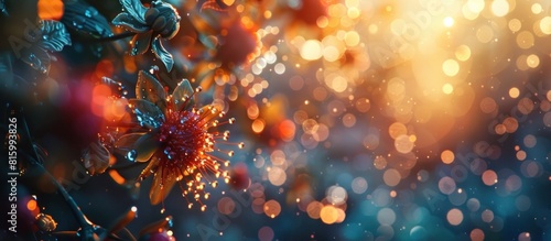 Vibrant and Captivating Digital Fireworks Display with Ethereal Bokeh Blur photo