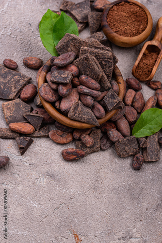 Natural cocoa powder, cocoa beans and chocolate