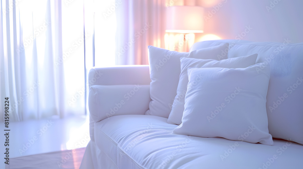 Fototapeta premium beautiful living room with white sofa : Generative AI