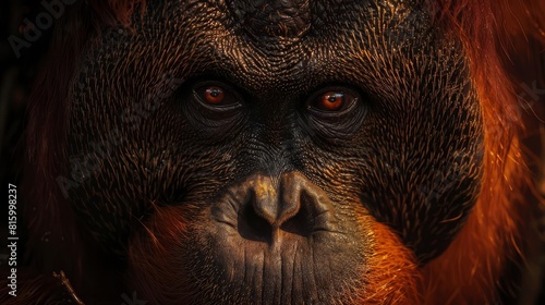 majestic bornean orangutan closeup portrait realistic professional studio animal photography generative ai artwork photo