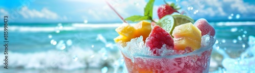 summer cooling ice fruits background