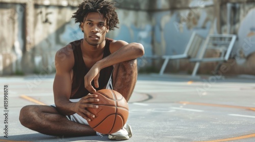 Athlete Resting with Basketball