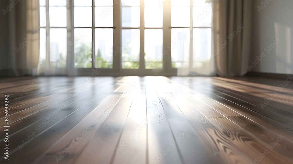 Empty living room with hardwood floor in modern apartment : Generative AI Empty living room with hardwood floor in modern apartment : Generative AI