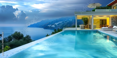 Luxurious villa offering breathtaking views of the Mediterranean Sea on the Amalfi Coast. Concept Luxury Accommodation  Amalfi Coast  Mediterranean Views  Villa Rental  Breathtaking Scenery