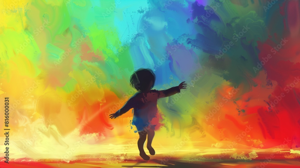 Child Playing Against Colorful Background