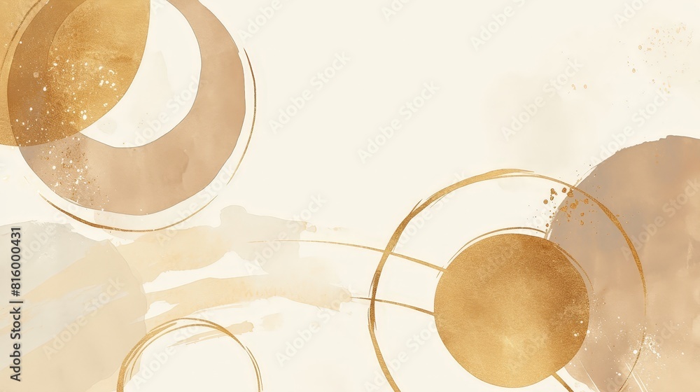 Gold Circles on Beige Background
