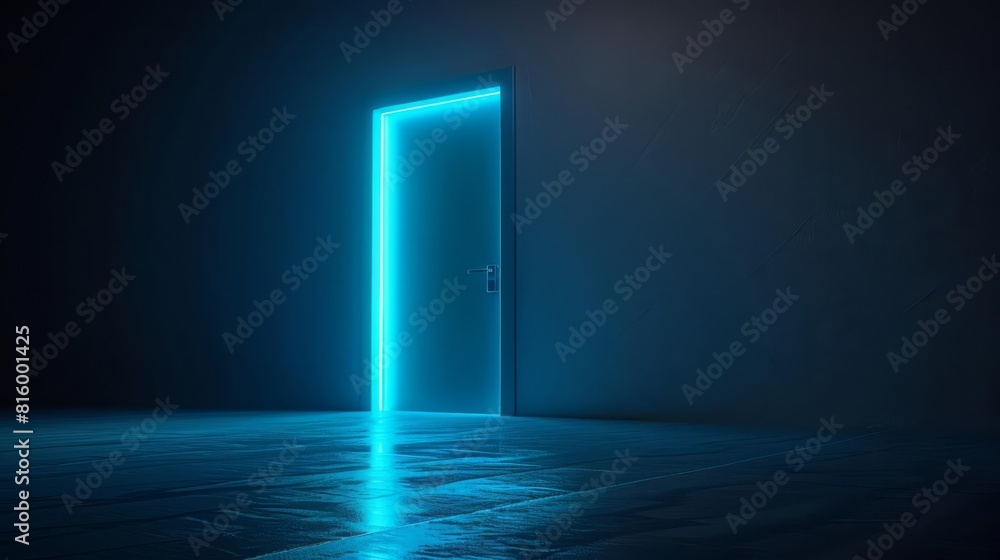Graphic image of a partially open door with a luminous blue glow, symbolizing hope and new beginnings Graphic image of a partially open door with a luminous blue glow, symbolizing hope and new beginnings