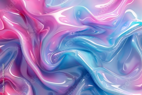 Digital artist created a vibrant abstract design featuring glossy pink and teal rippling textures.