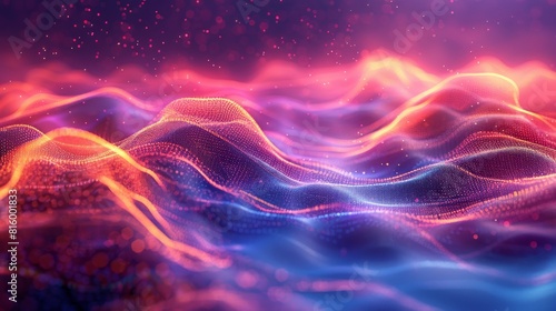 3d Dynamic Waves Intersecting in Colorful Atmosphere  Conveying Movement and Energy