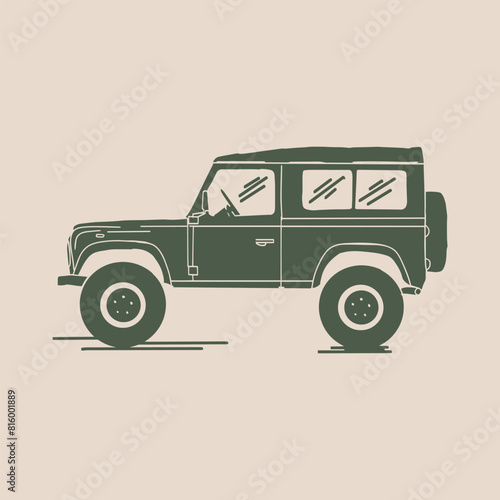 vintage hand drawing style vector illustration vintage classic jeep