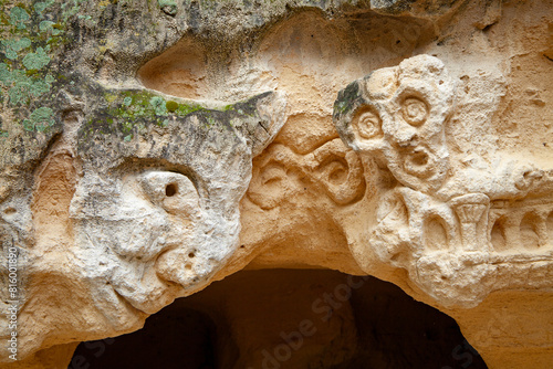 Foto Cecina Etruscan tombs dug into the Bibbona tuff toscany