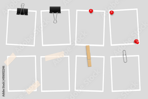 photos all types pin, metal clip, binder, clothespin, tape empty