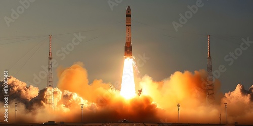 ISRO's PSLV Rocket Launch in India: A Captivating Image. Concept Rocket Launch, ISRO, PSLV, India, Space Mission photo